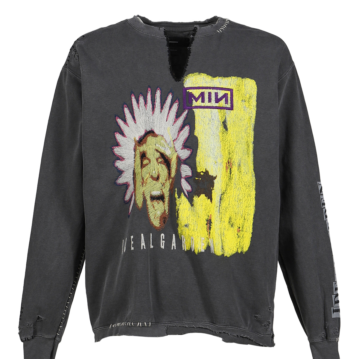 MINUS Minus FW25 BOOTLEG DIY CREW SWEAT WITH REPAIRED (COORDINATE