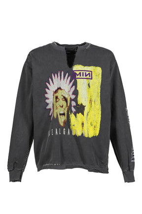 BOOTLEG DIY CREW SWEAT WITH REPAIRED(COORDINATE) / AGED BLK 