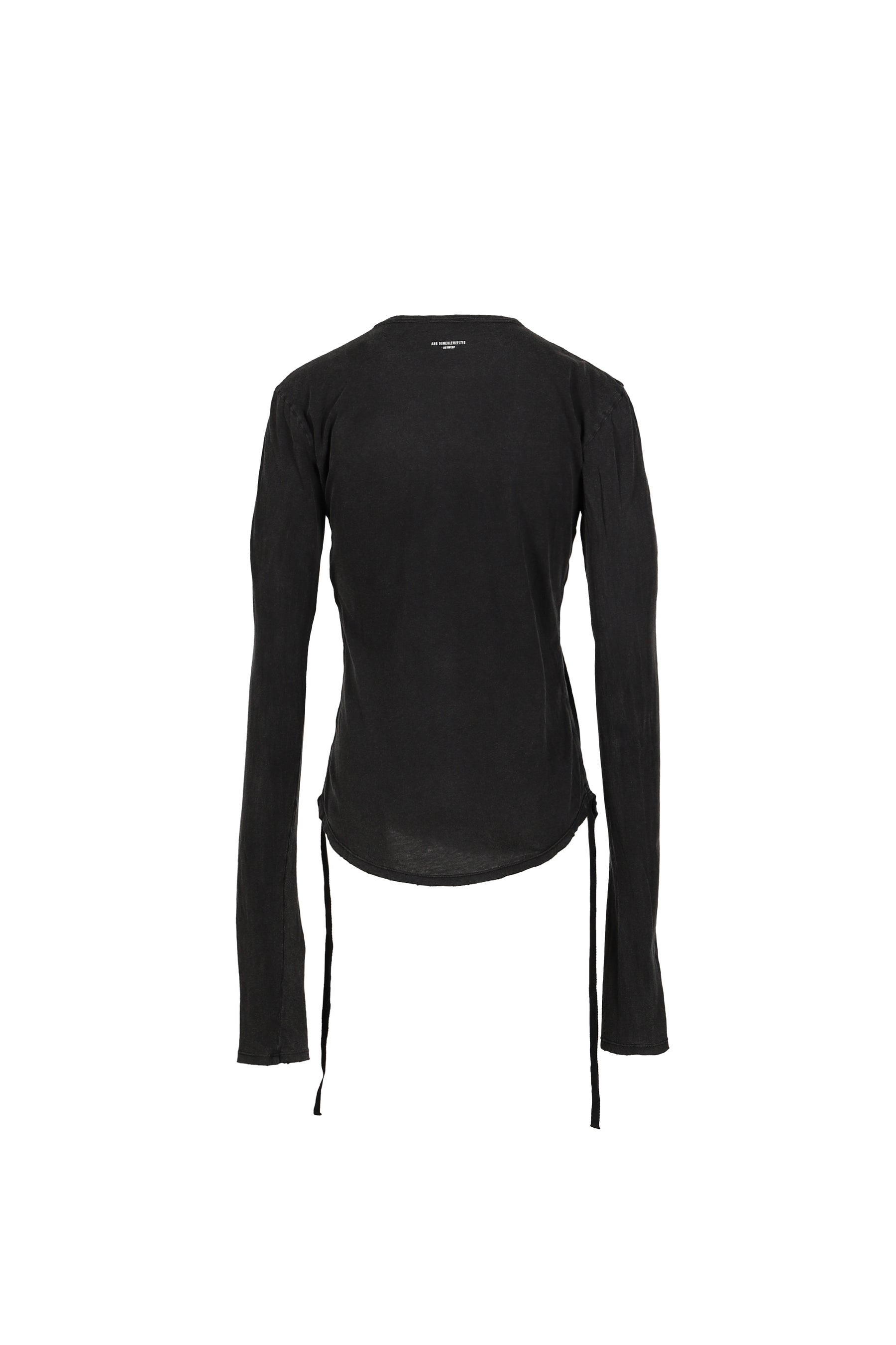 DOT WRINKLED CROPPED LONG SLEEVES TOP WITH "DEAR DIARY" PRINT / FADED BLK