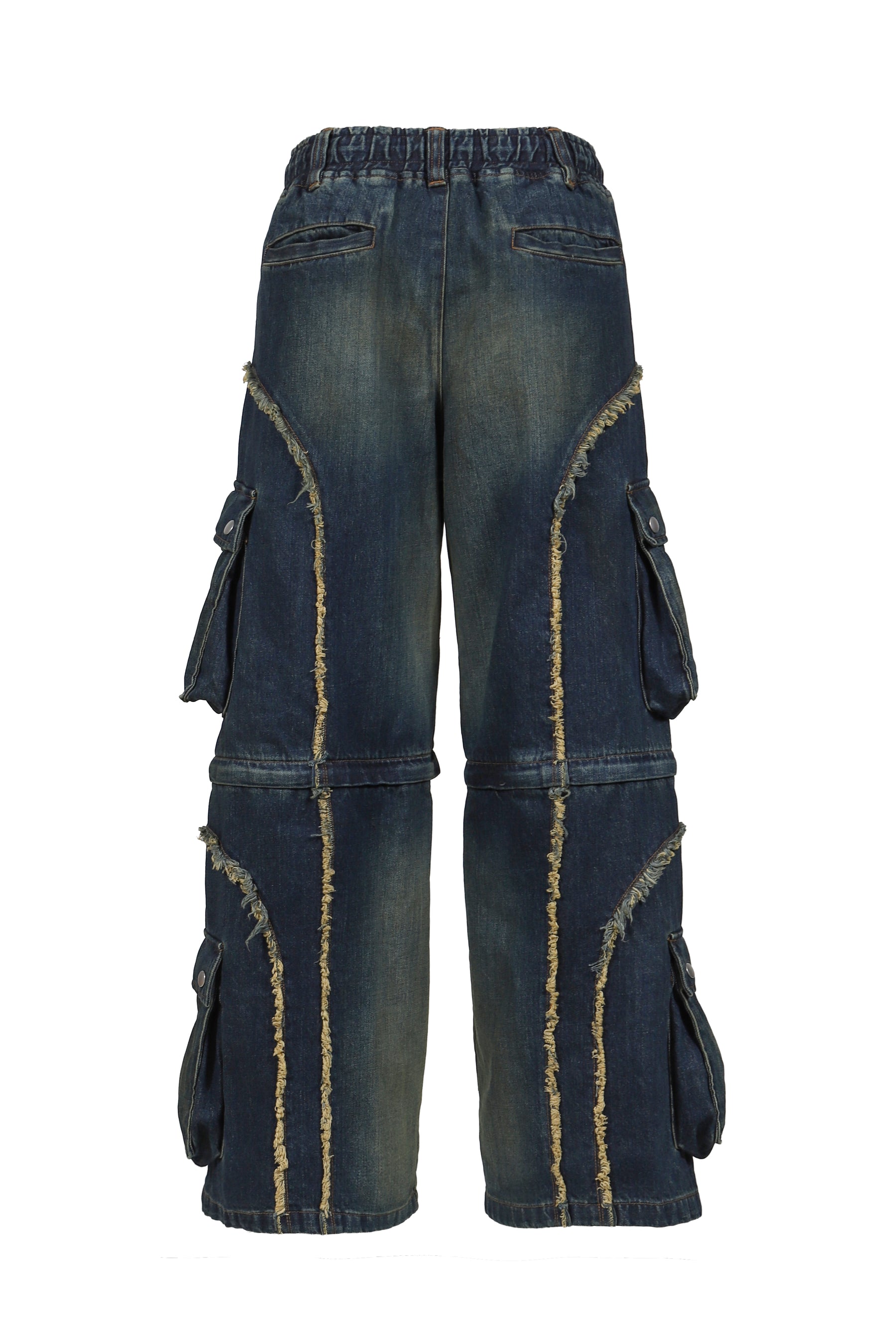 SPLIT DENIM CARGO PANTS / BLUE 