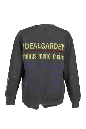 BOOTLEG DIY CREW SWEAT WITH REPAIRED(COORDINATE) / AGED BLK 