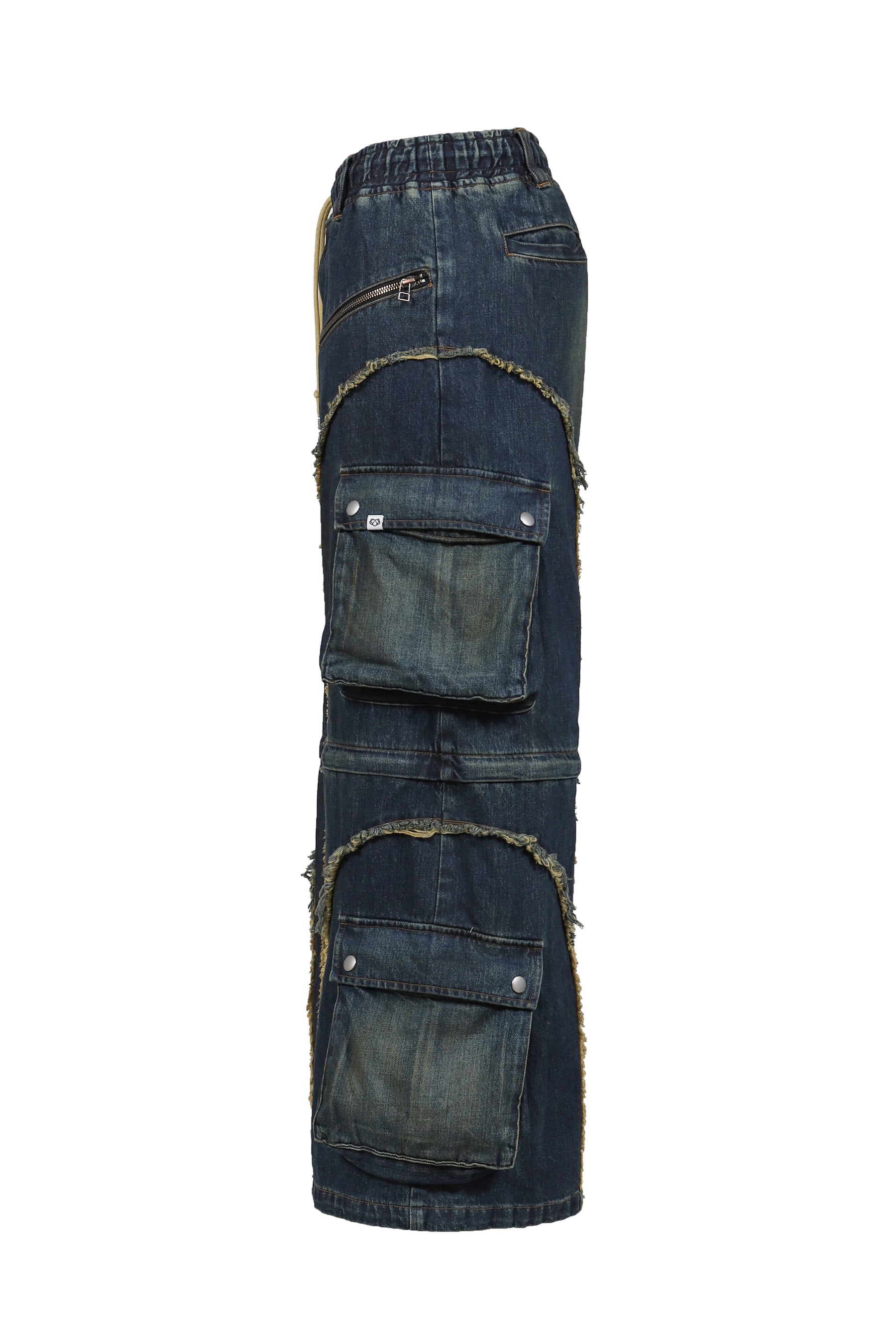 SPLIT DENIM CARGO PANTS / BLUE 