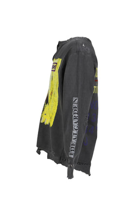 BOOTLEG DIY CREW SWEAT WITH REPAIRED(COORDINATE) / AGED BLK 