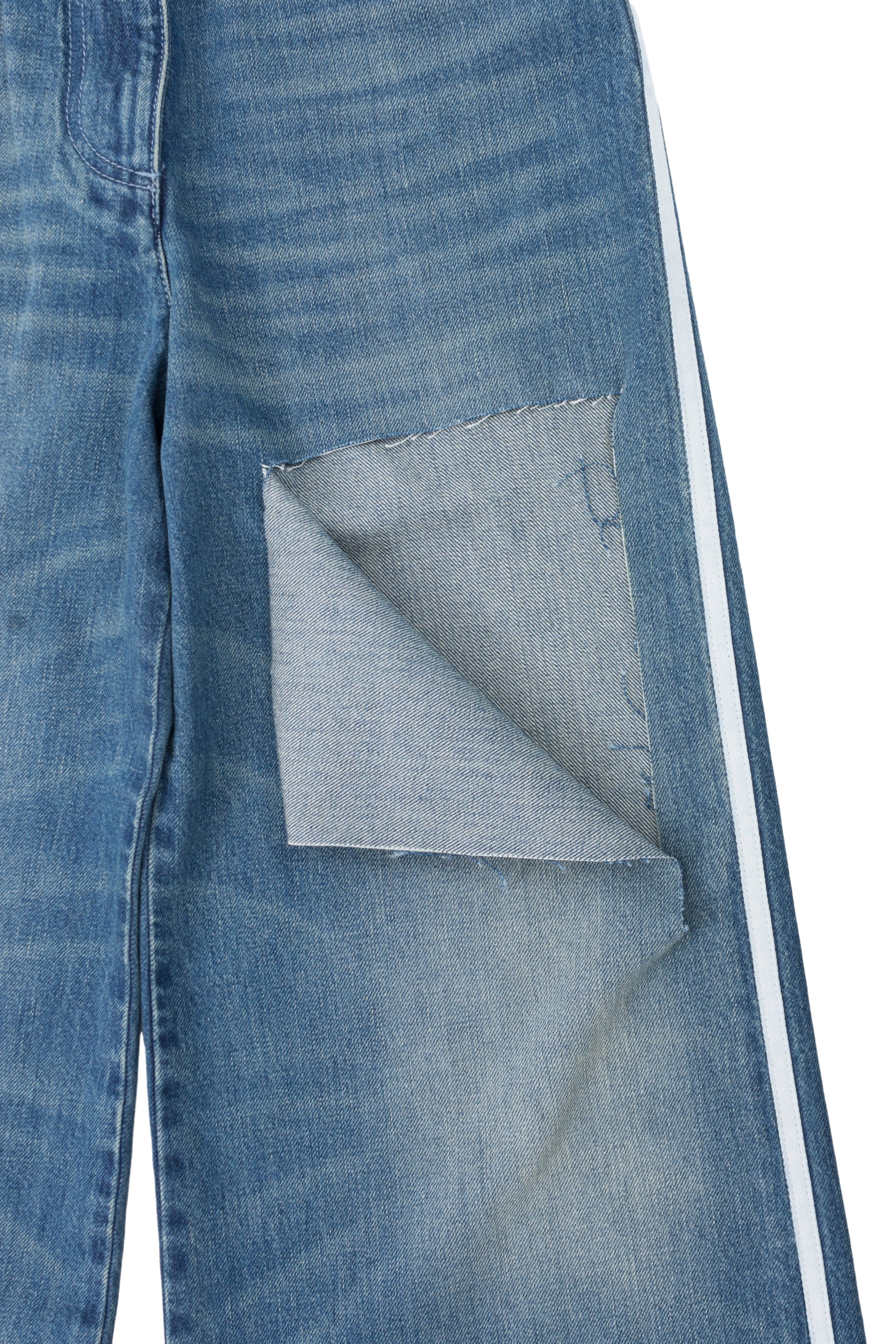 Patchwork High Rise Straight Jeans in Blue - Peter Do