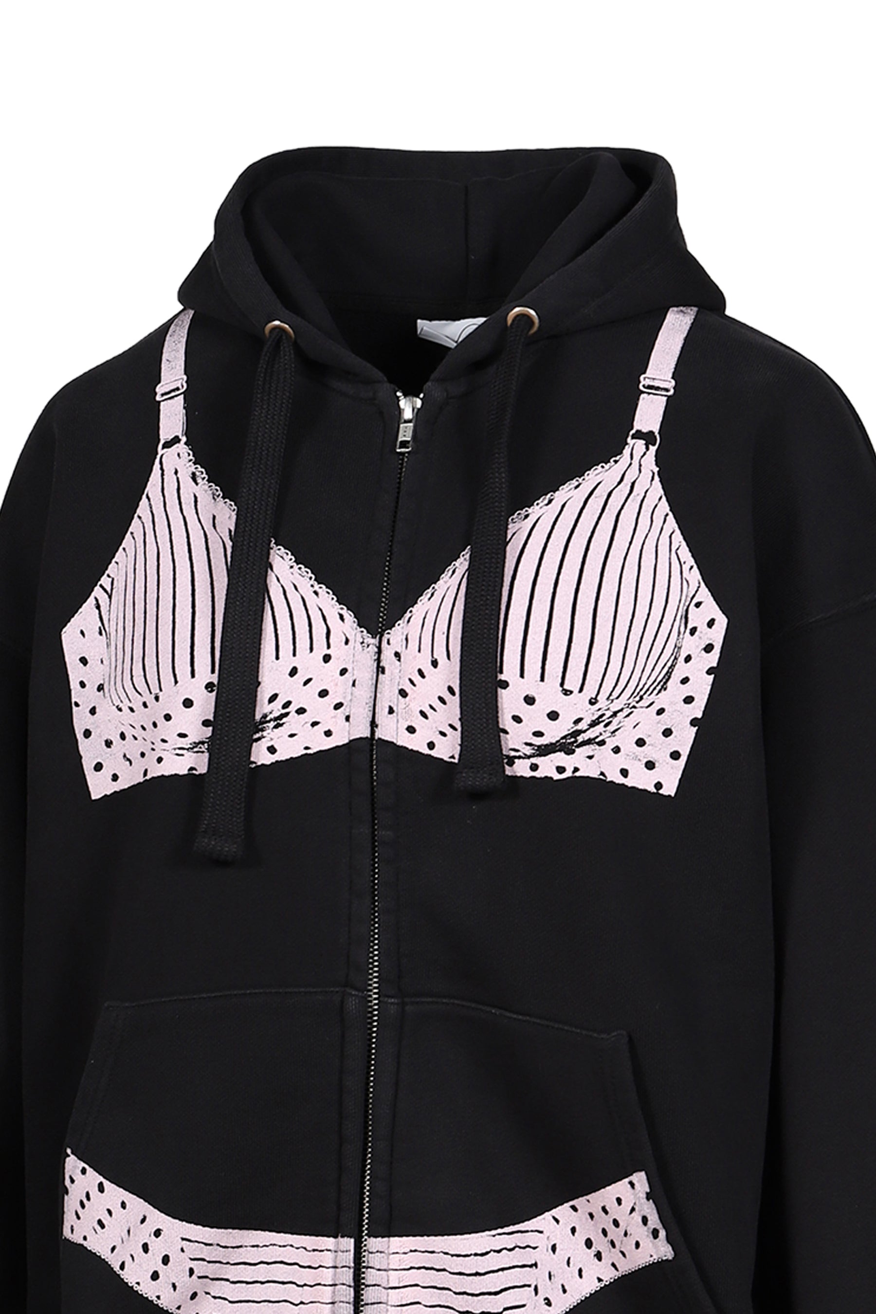 TROMPE L'OEIL ZIP HOODIE KNIT / BLK