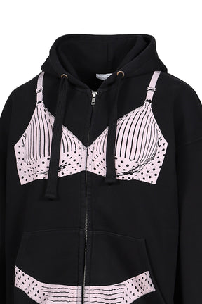 TROMPE L'OEIL ZIP HOODIE KNIT / BLK