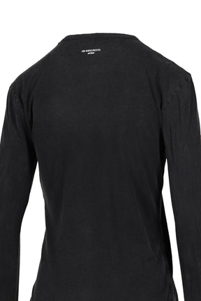 DOT WRINKLED CROPPED LONG SLEEVES TOP WITH "DEAR DIARY" PRINT / FADED BLK