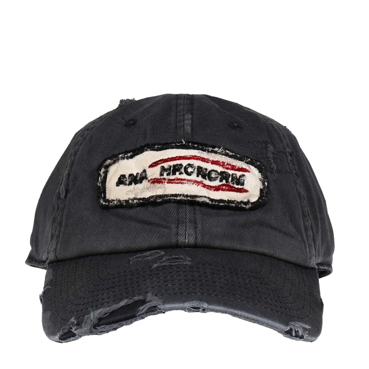 ANACHRONORM アナクロノーム SS26 DISTRESSED PATCH 6PANEL CAP / BLK 