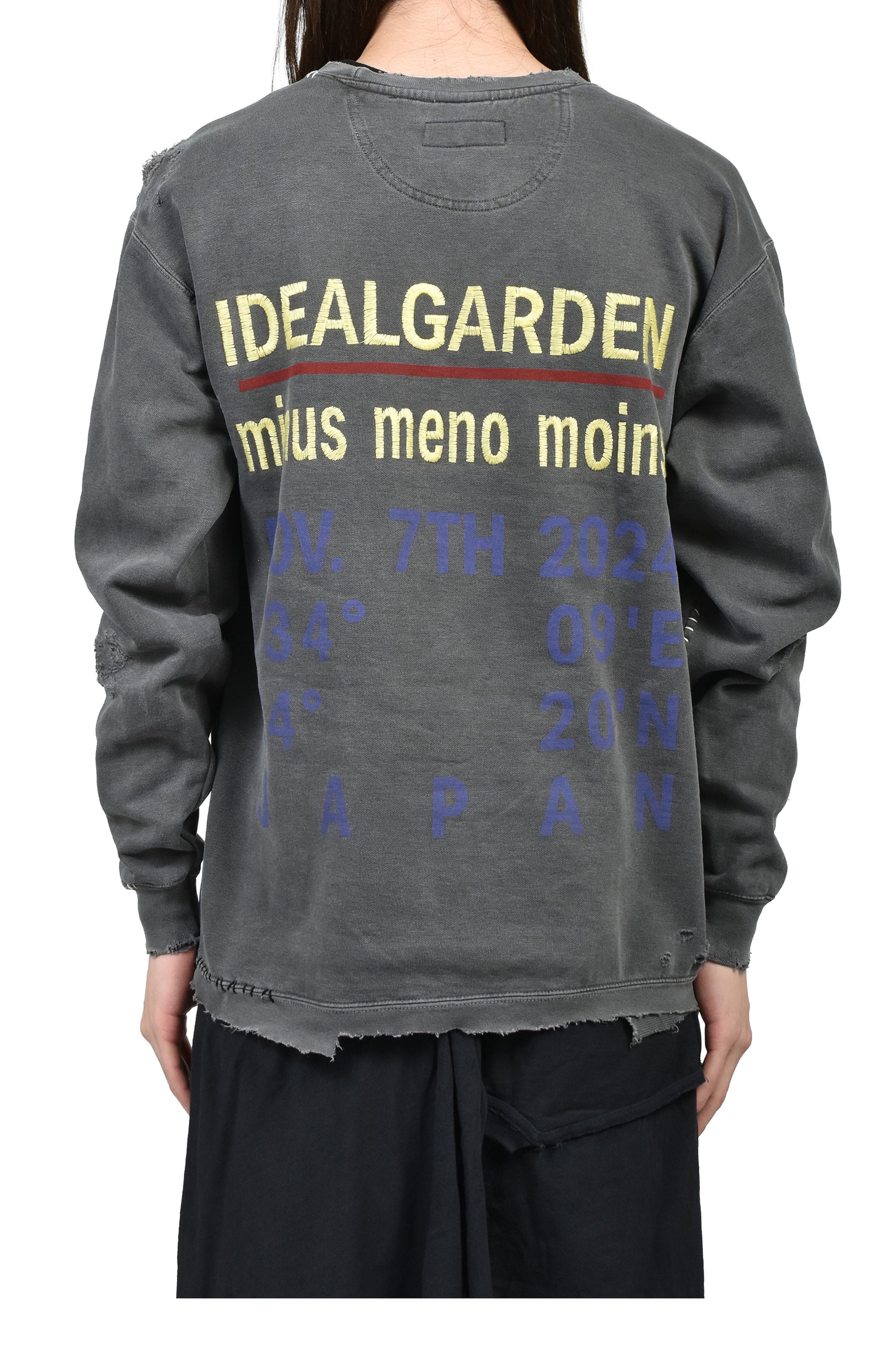 BOOTLEG DIY CREW SWEAT WITH REPAIRED(COORDINATE) / AGED BLK 