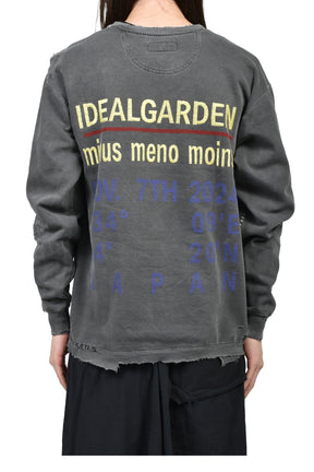 BOOTLEG DIY CREW SWEAT WITH REPAIRED(COORDINATE) / AGED BLK 