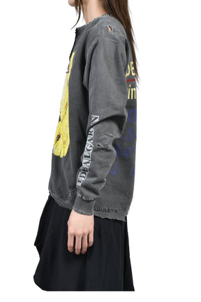 BOOTLEG DIY CREW SWEAT WITH REPAIRED(COORDINATE) / AGED BLK 