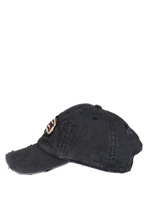 DISTRESSED PATCH 6PANEL CAP / BLK