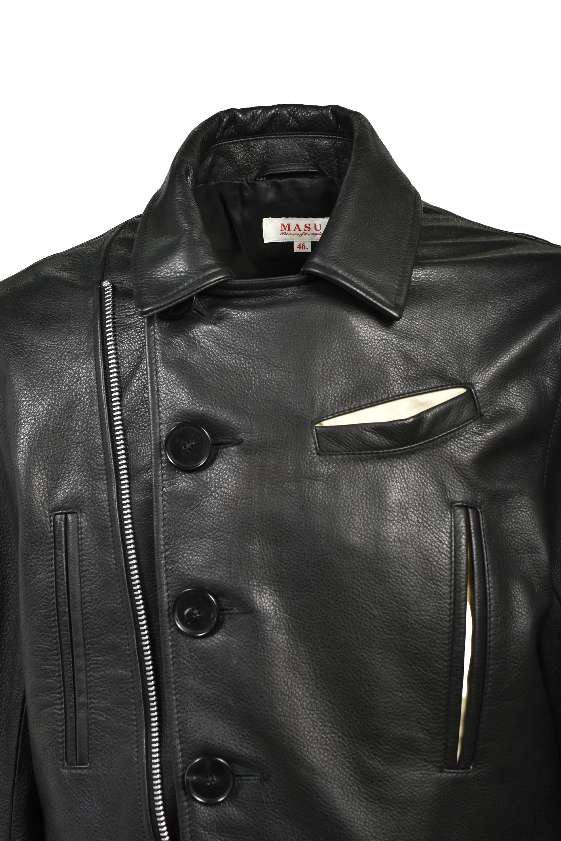 MOTORCYCLE LEATHER JACKET / BLK
