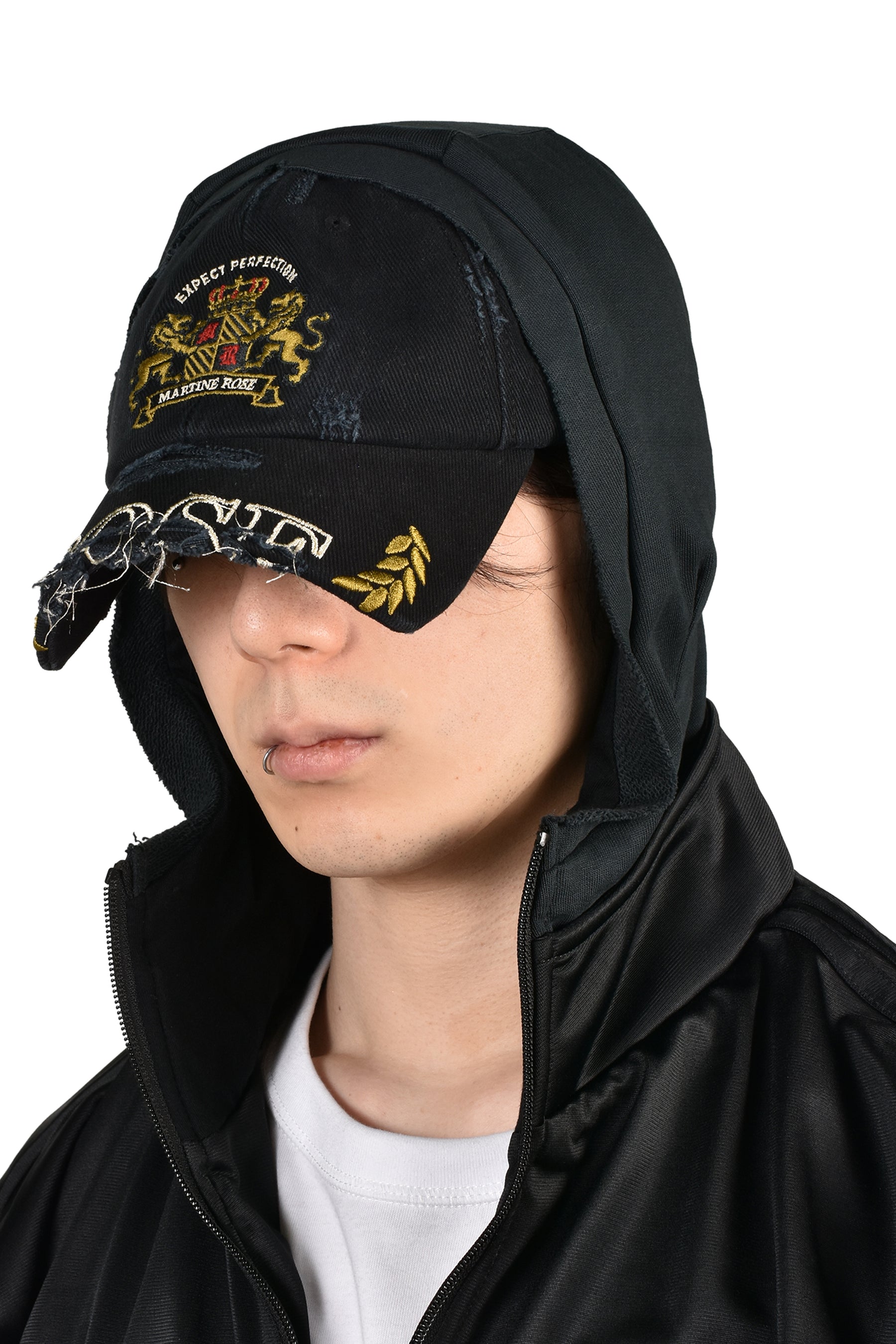 HOOD CAP TRACK JACKET / BLK BLK