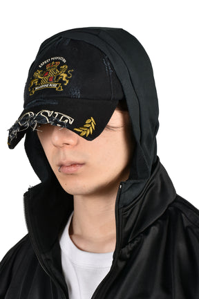 HOOD CAP TRACK JACKET / BLK BLK