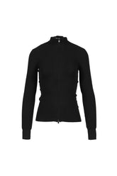 ESSENTIALS SOFT RIB 2-WAY ZIP-UP JACKET / JET BLK