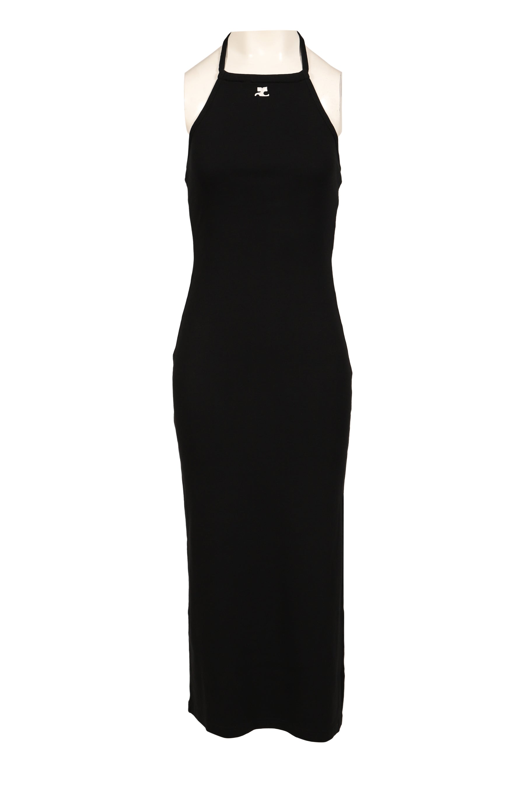 CONTRAST TIE-BACK LONG DRESS / BLK