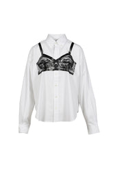 TROMPE L'OEIL BUTTON DOWN SHIRT WOVEN / WHT