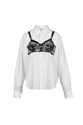 TROMPE L'OEIL BUTTON DOWN SHIRT WOVEN / WHT