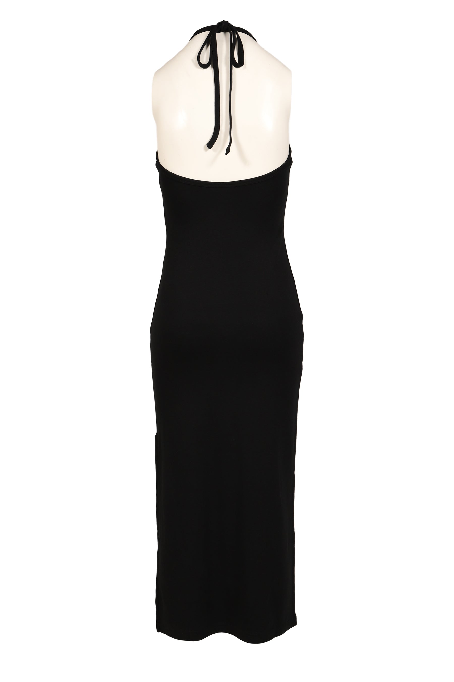 CONTRAST TIE-BACK LONG DRESS / BLK