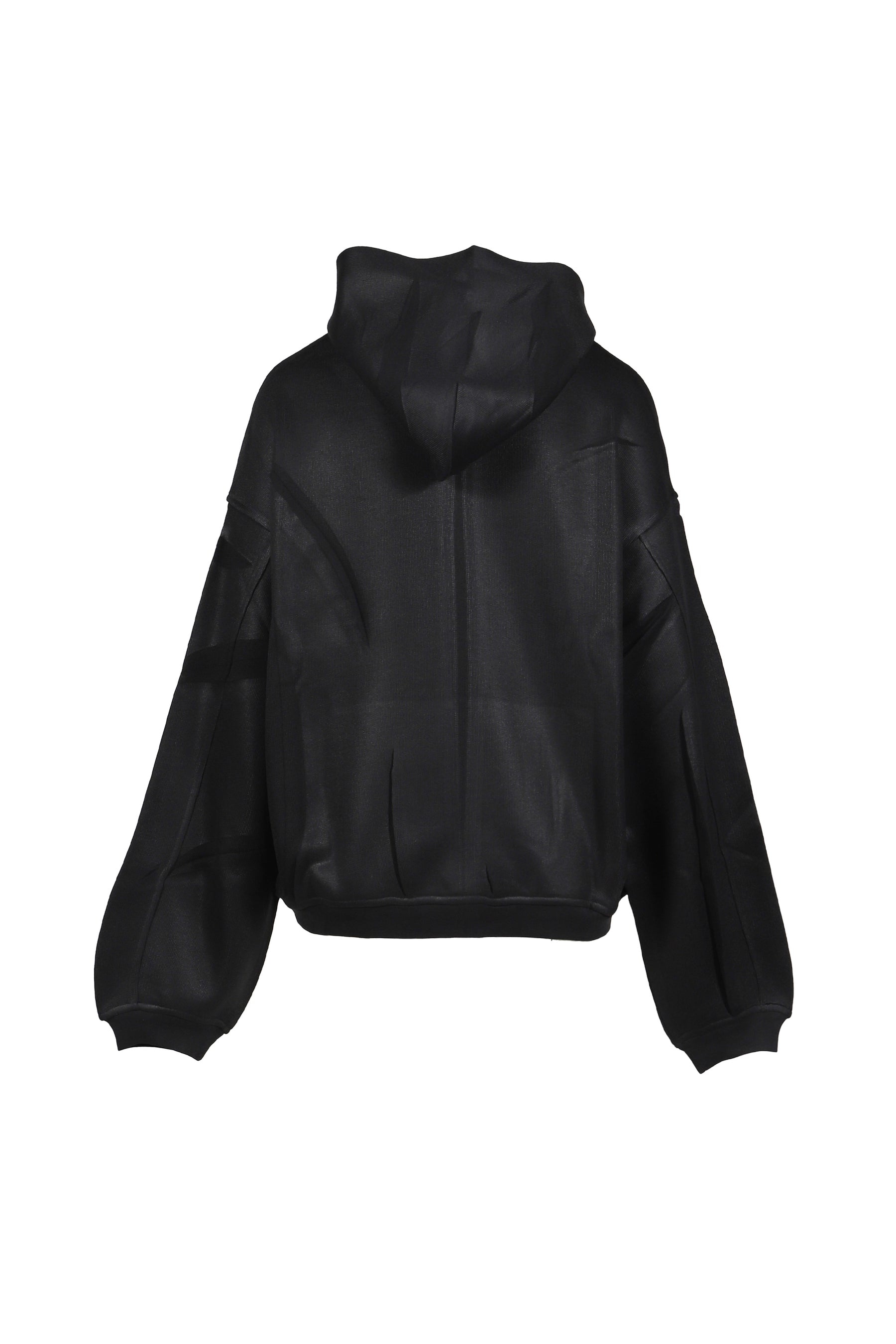 CREASED ZIP-UP HOODIE / BLACK 