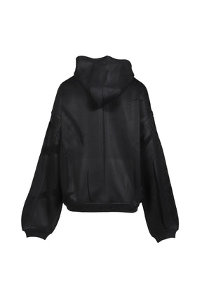 CREASED ZIP-UP HOODIE / BLACK 