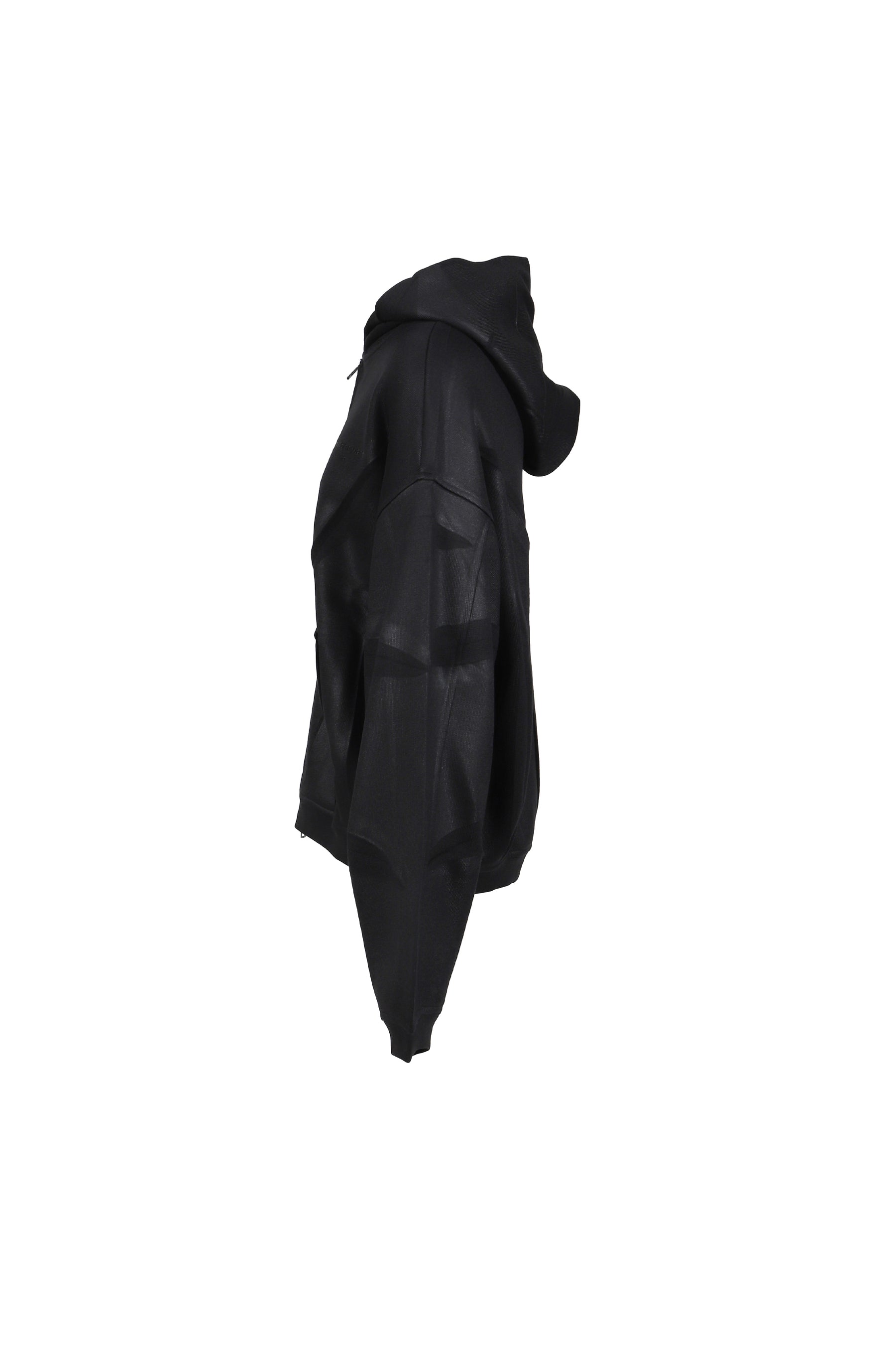 CREASED ZIP-UP HOODIE / BLACK 