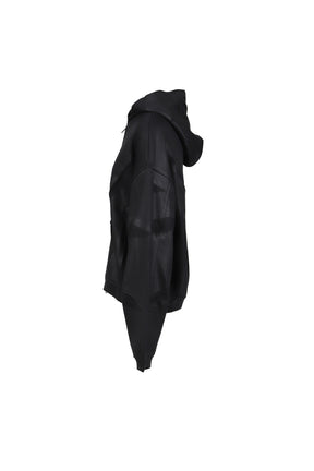 CREASED ZIP-UP HOODIE / BLACK 