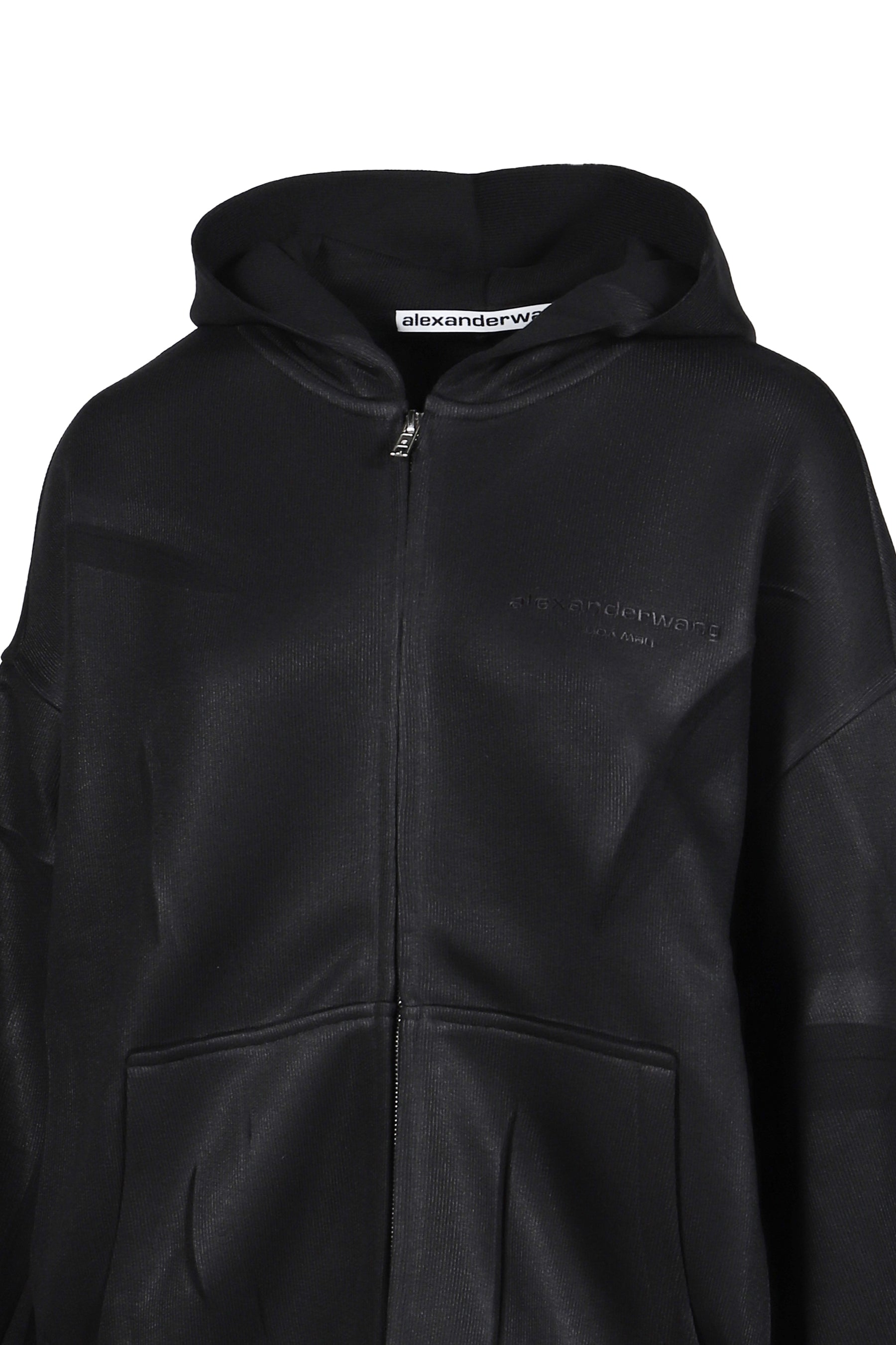 CREASED ZIP-UP HOODIE / BLACK 