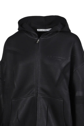 CREASED ZIP-UP HOODIE / BLACK 