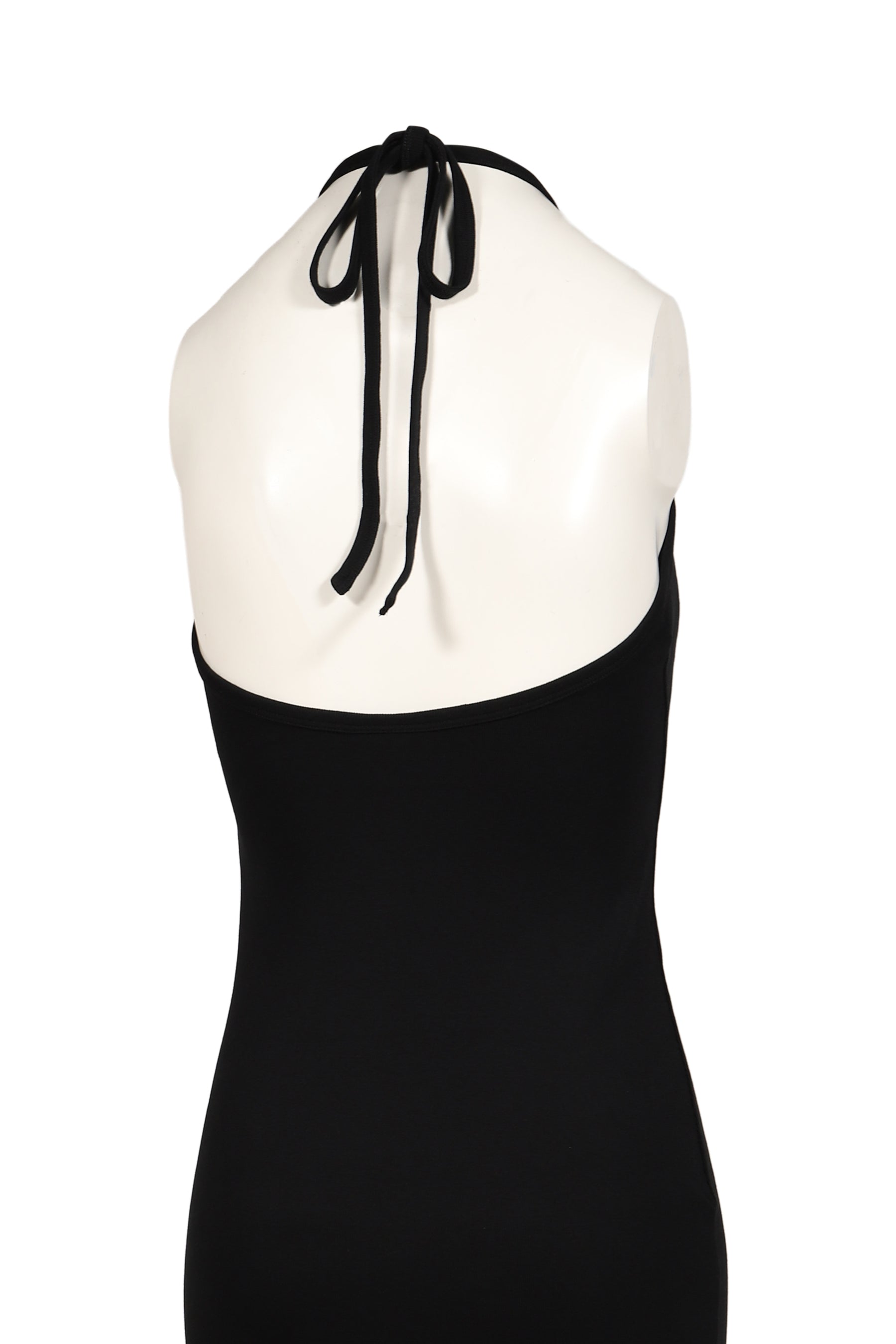 CONTRAST TIE-BACK LONG DRESS / BLK