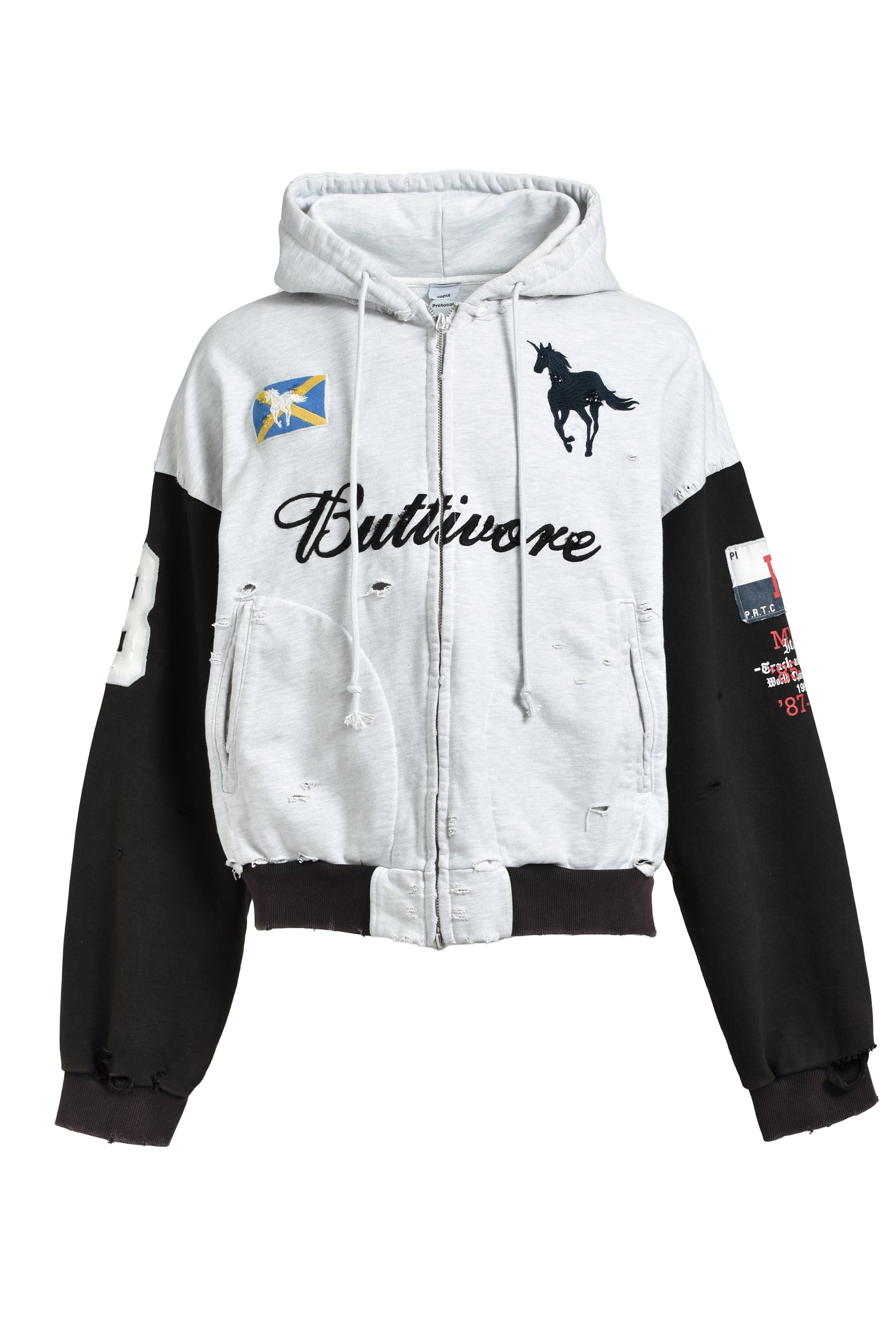 BUTTIVORE ZIP HOODIE / WHT MELANGE