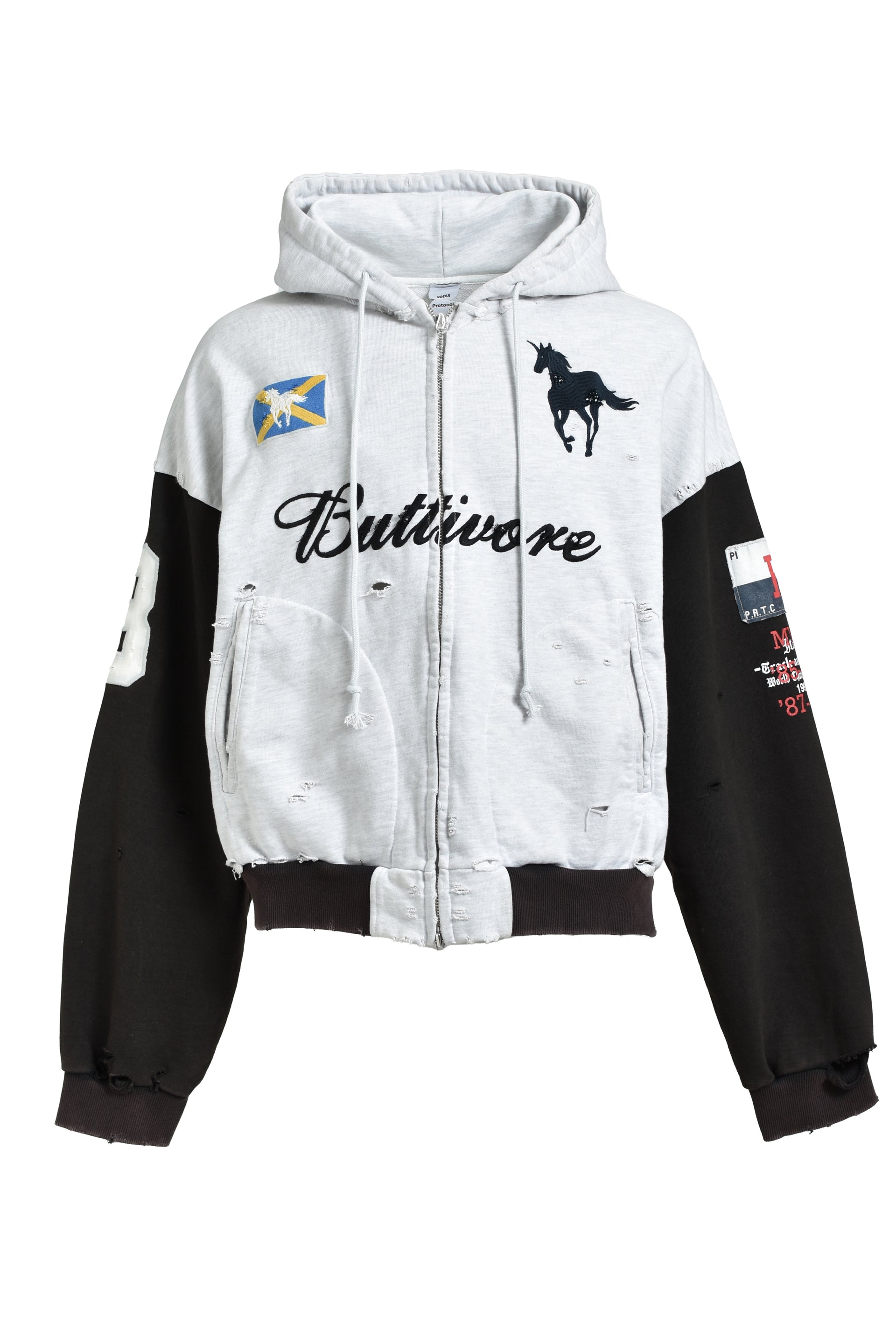 BUTTIVORE ZIP HOODIE / WHT MELANGE