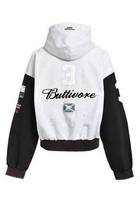 BUTTIVORE ZIP HOODIE / WHT MELANGE