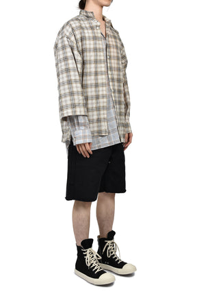 DOUBLE KNEE MOTION PLEAT CANVAS SHORT PANTS(EXCLUSIVE) / FADE BLK