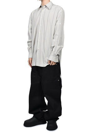 CLASSIC FOLD UP SLEEVE SHIRT / WHT/GRY/FOREST