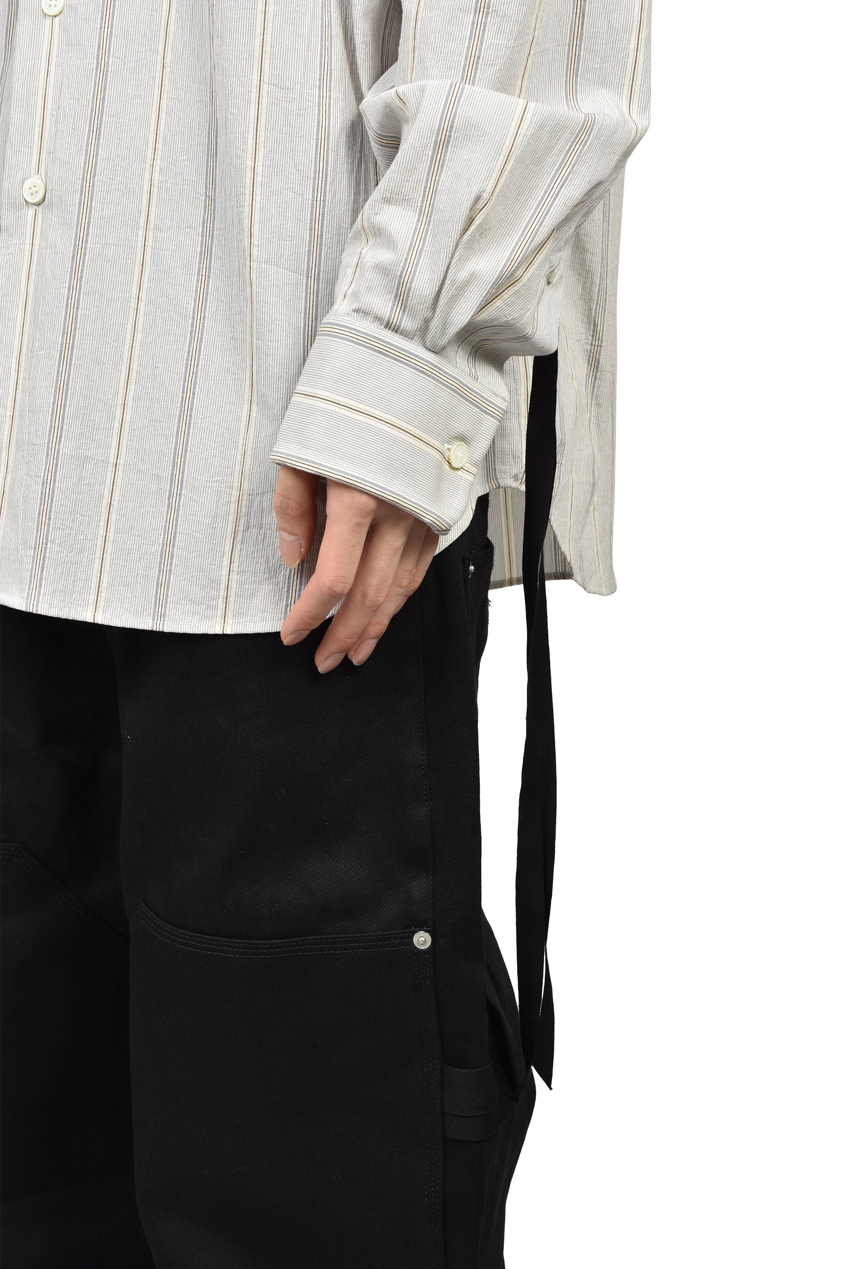 CLASSIC FOLD UP SLEEVE SHIRT / WHT/GRY/FOREST