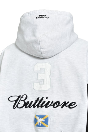 BUTTIVORE ZIP HOODIE / WHT MELANGE