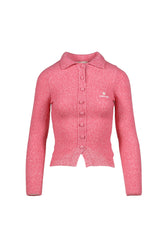 Lapel Fitted Cardigan / Pink
