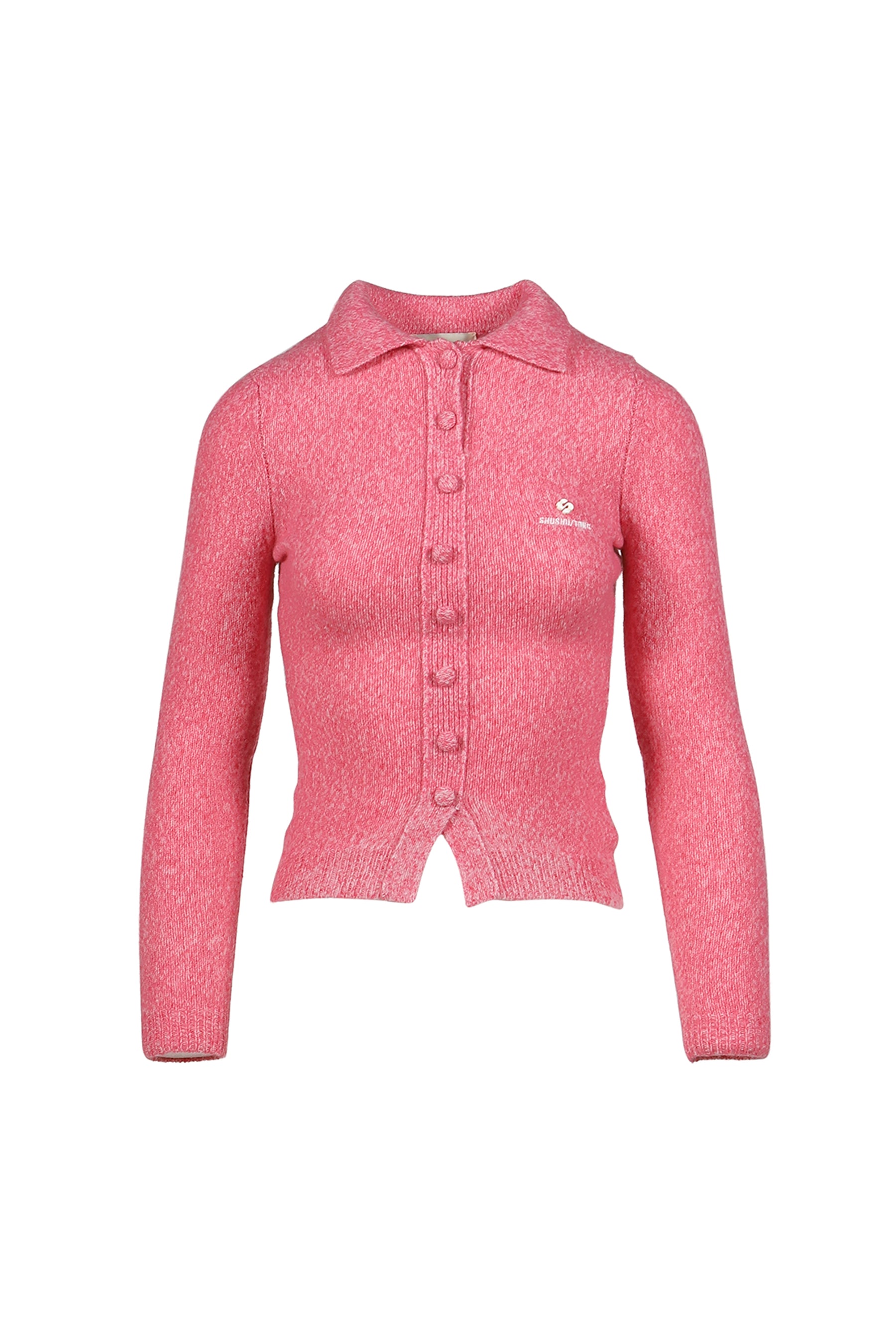Lapel Fitted Cardigan / Pink