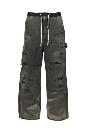 REMAKED DOUBLE KNEE DUCK PAINTER PANTS / BLK 