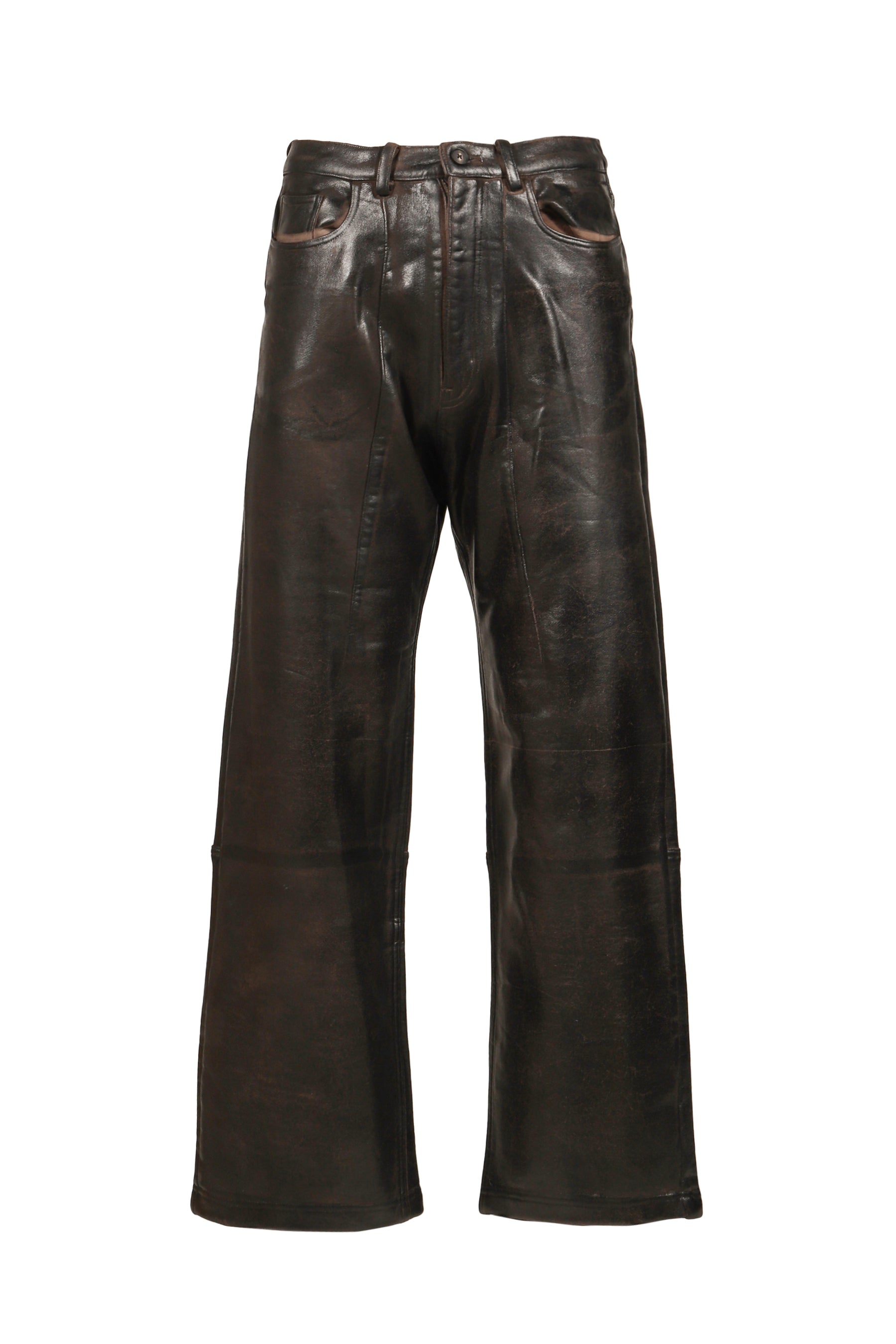 CRACKING COATED WIDE PANTS .14 / BRW
