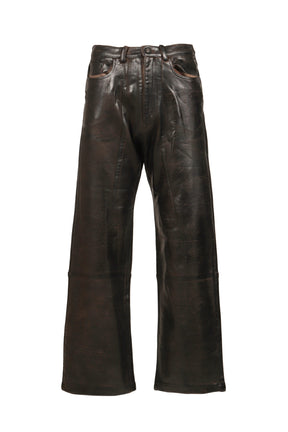 CRACKING COATED WIDE PANTS .14 / BRW