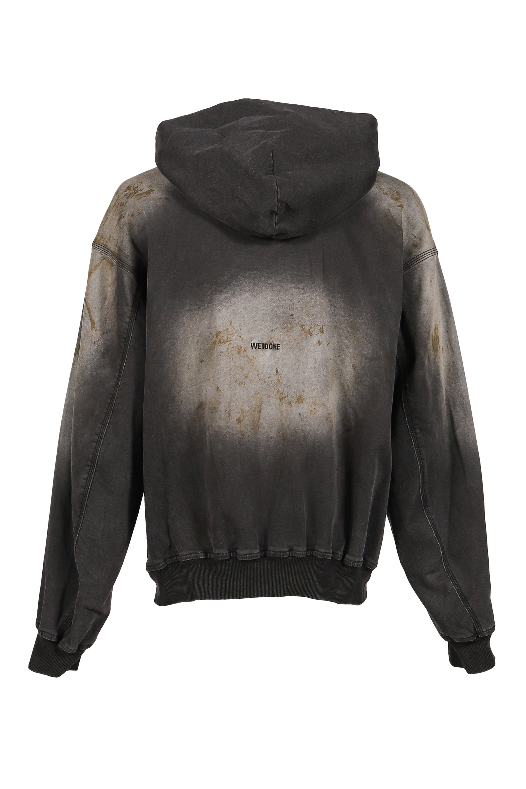 BLACK DIRTY-WASH HOODIE ZIP-UP / BLK