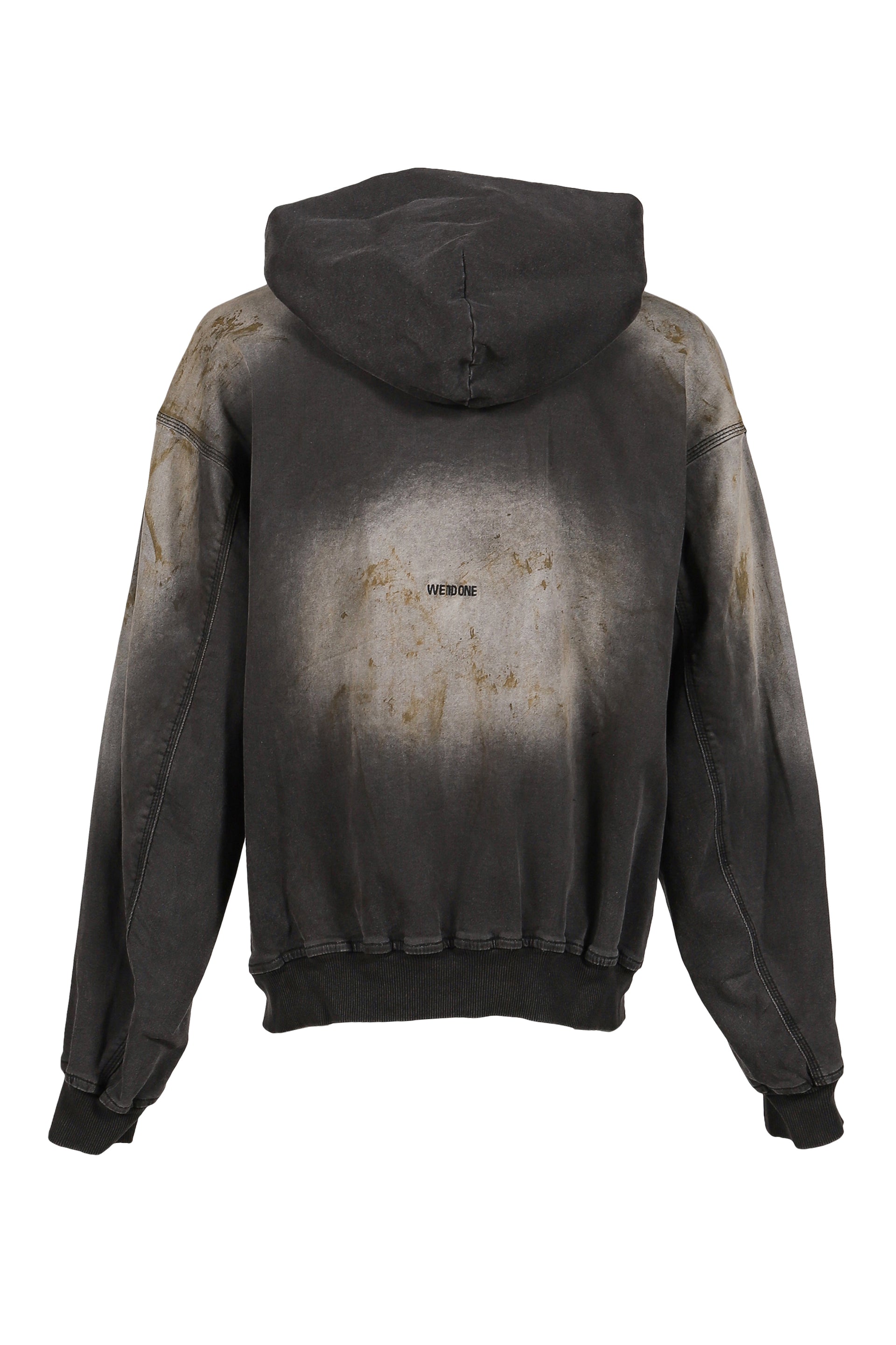 BLACK DIRTY-WASH HOODIE ZIP-UP / BLK