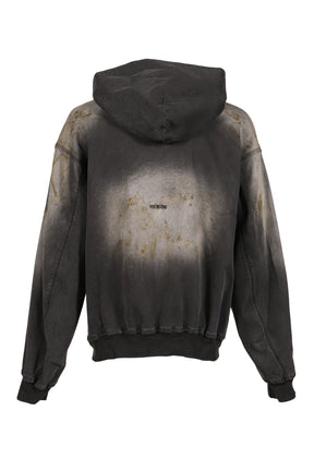 BLACK DIRTY-WASH HOODIE ZIP-UP / BLK