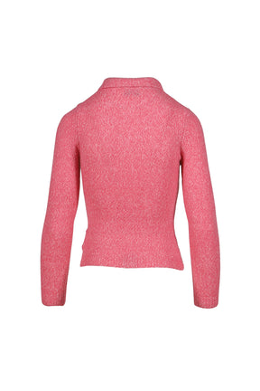 Lapel Fitted Cardigan / Pink