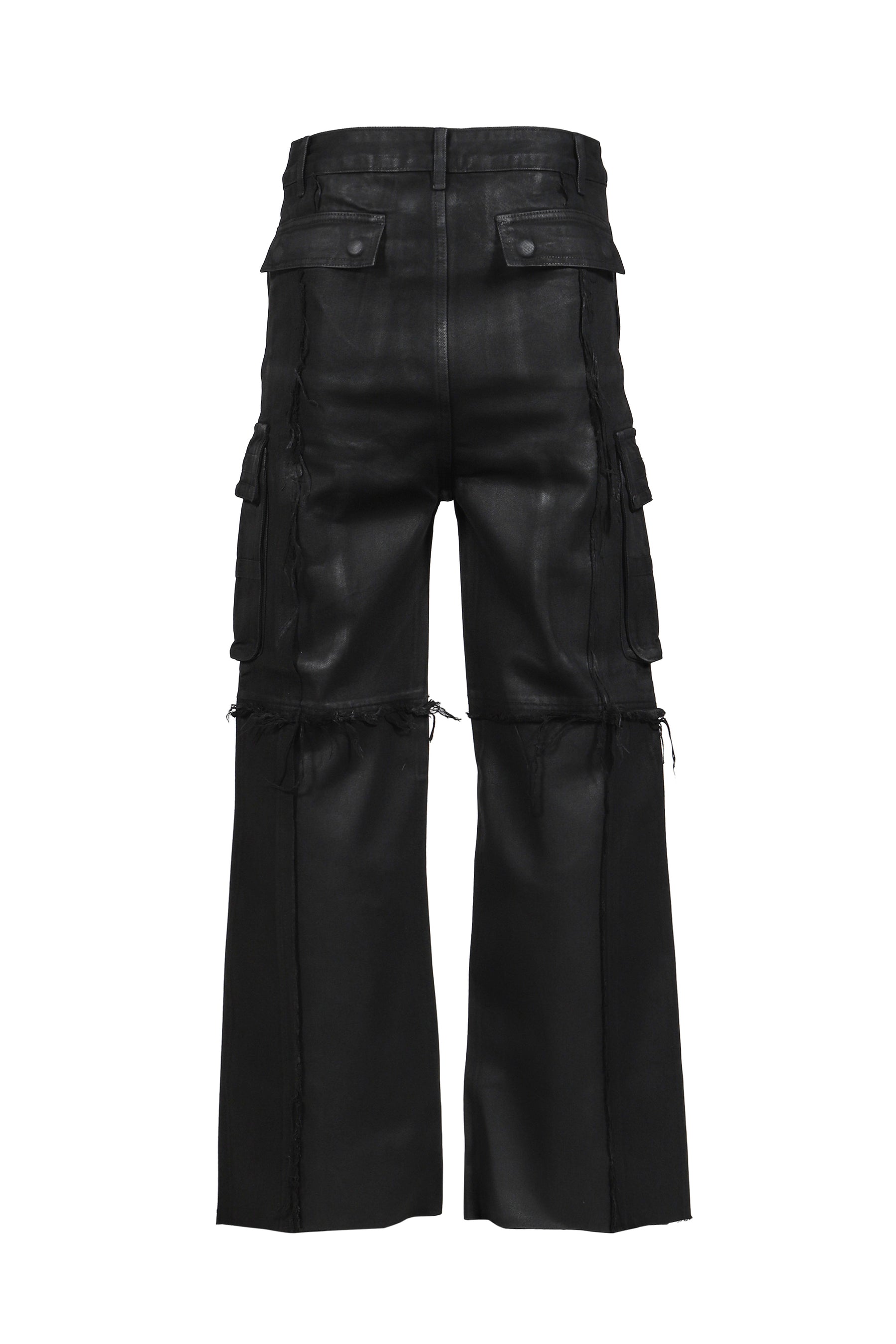 CROSS FRINGE PANTS / WAXED BLACK