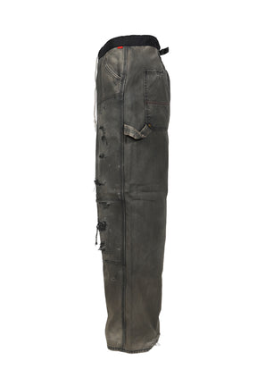 REMAKED DOUBLE KNEE DUCK PAINTER PANTS / BLK 