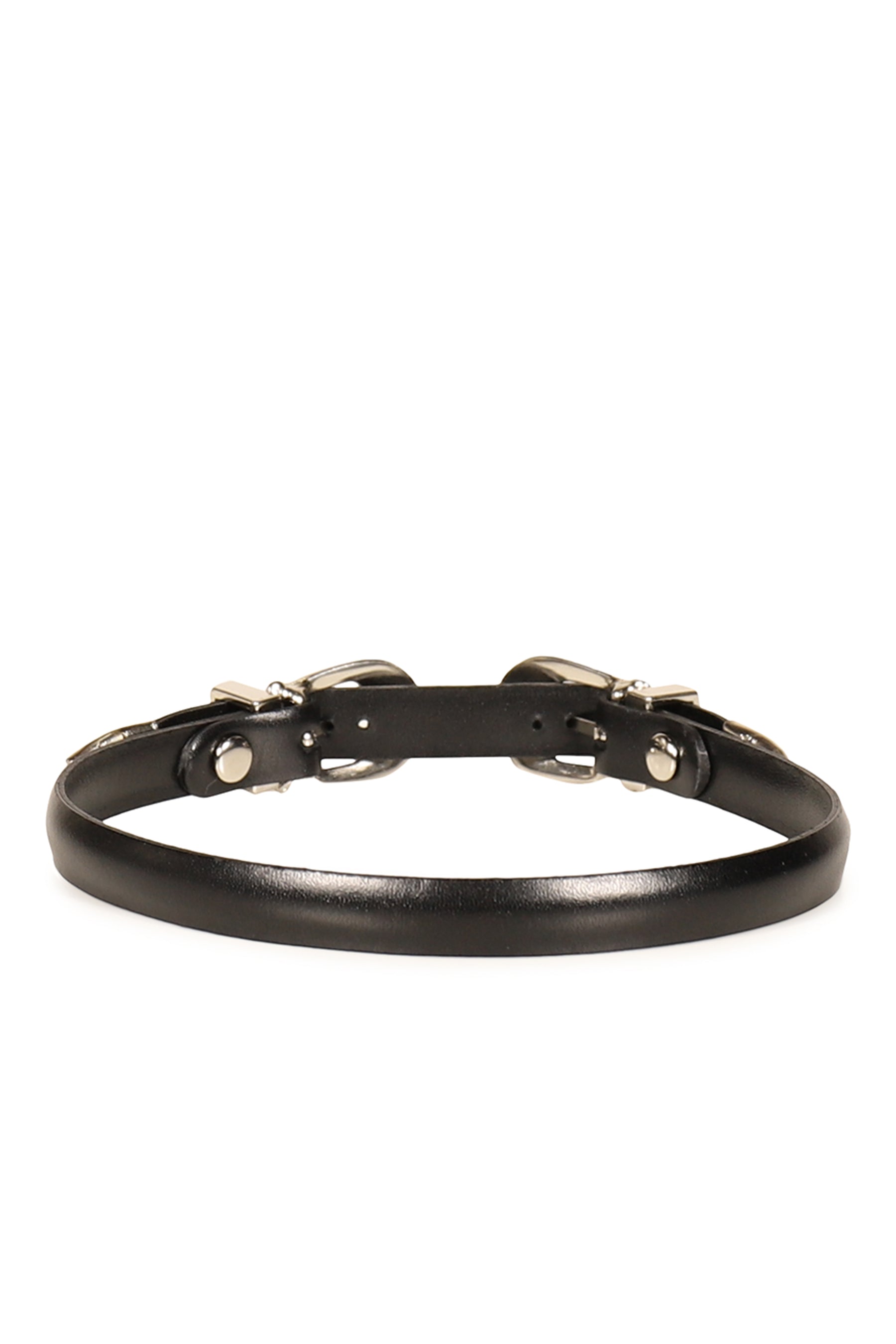 DOUBLE BUCKLE LEATHER BANGLE / BLK